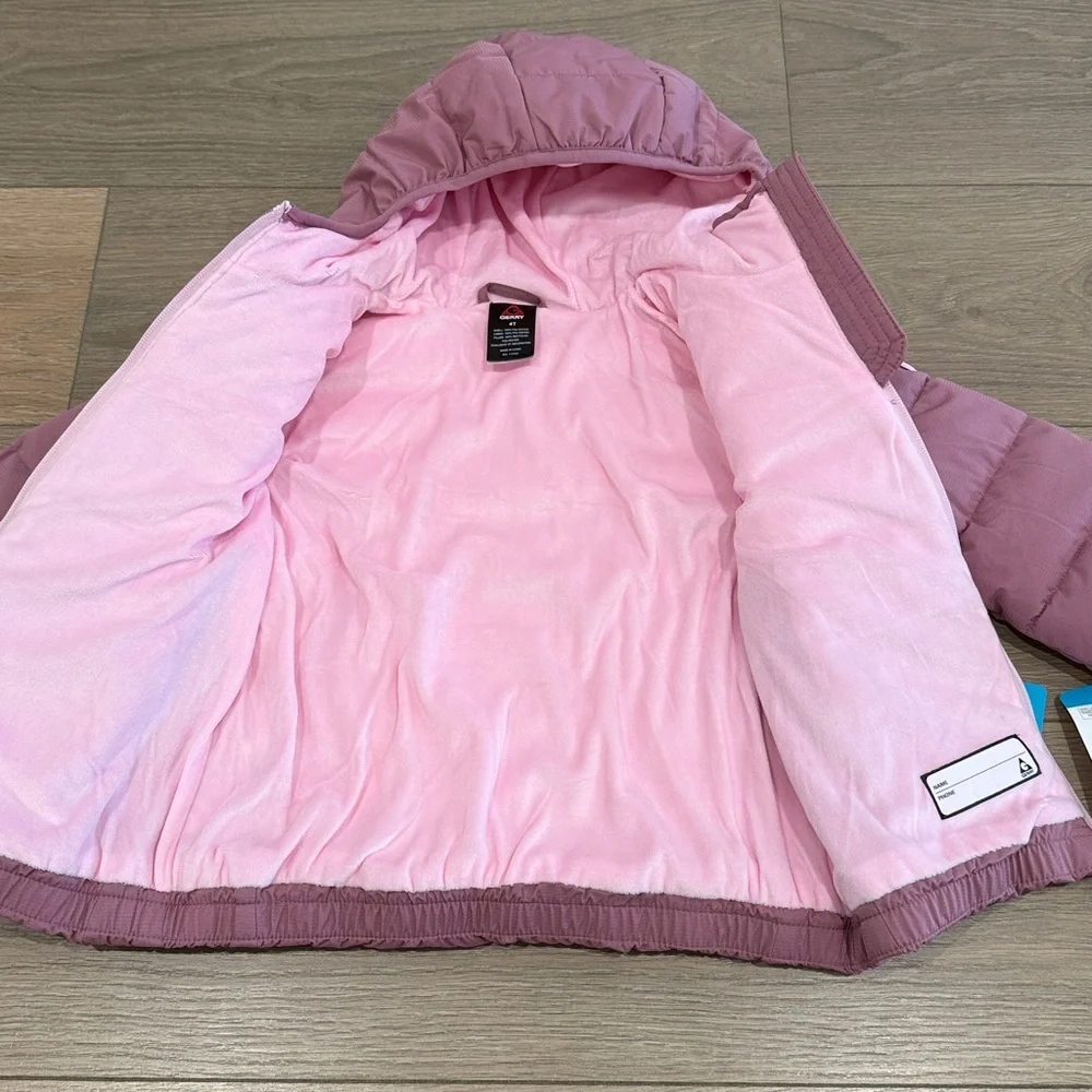 GERRY Purple Pink Lined Bubble Jacket Full Zip Winter Warm Coat Size Girls‎ 4T